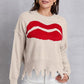 Lip Fringe Round Neck Sweater