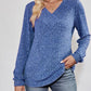 V-Neck Ribbed Long Sleeve Top