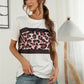 Leopard Color Block Side Slit Tee