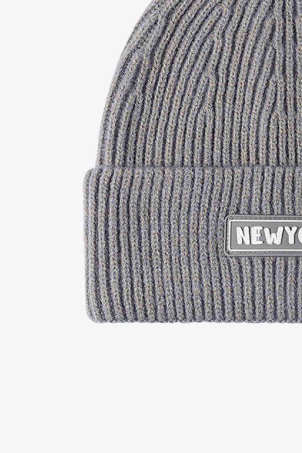 BeanieHatz NEW YORK Patch Rib-Knit Cuffed Beanie