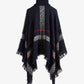 Plaid Turtleneck Raw Hem Poncho