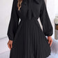 Women's Obsessed Tie Neck Balloon Sleeve Pleated Dress