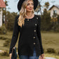 Decorative Button Slit Full Size Long Sleeve T-Shirt