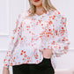 Women's Plus Size Floral Tie Neck High-Low Blouse