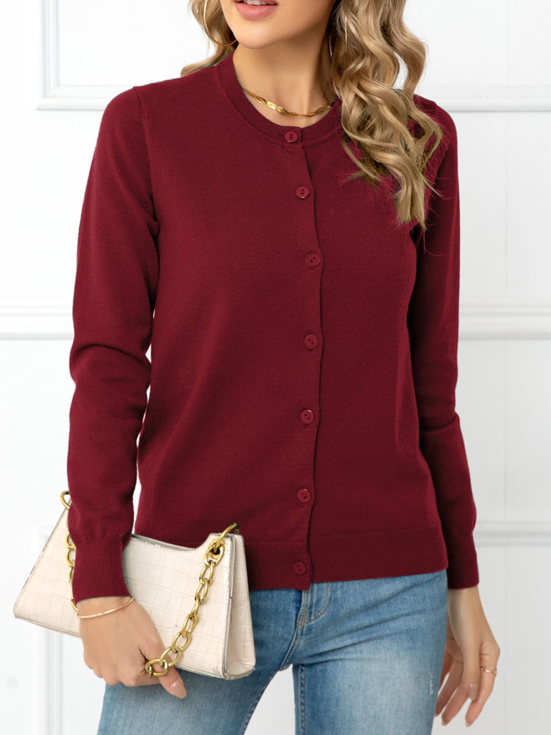 SavannahTree Button Down Round Neck Cardigan