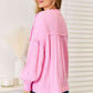 Double Take Exposed Seam Buttoned Notched Neck Blouse