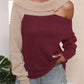 Asymmetrical Long Sleeve Two-Tone Cutout Sweater