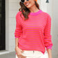 Striped Round Neck Dropped Shoulder Sweater