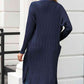 Full Size Open Front Slit Cardigan with Pockets