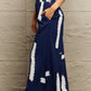 Navy Blue Printed Wide Leg Long Pants