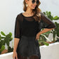 Mesh Boat Neck Half Sleeve Cover Up