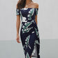 Women's Full Size Printed Off-Shoulder Split Dress