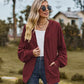 Zip Up Drawstring Long Sleeve Hooded Jacket
