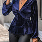 Twisted Layered Plunge Raglan Sleeve Blouse
