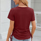 Eyelet Round Neck Short Sleeve T-Shirt