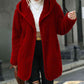 Open Front Ribbed Hooded Coat