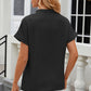 Notched Short Sleeve Blouse