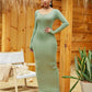 Round Neck Long Sleeve Maxi Wrap Dress