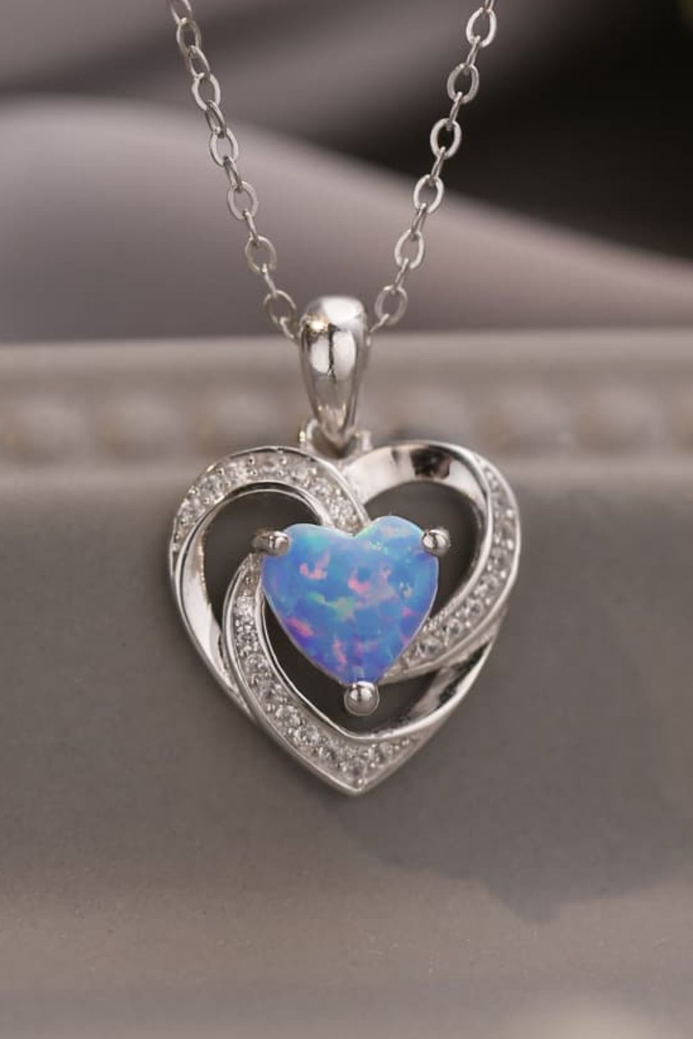 Women's Opal Heart Pendant Necklace