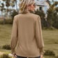 Full Size Notched Neck Flounce Sleeve Blouse