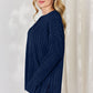 Basic Bae Full Size Ribbed Half Button Long Sleeve High-Low T-Shirt