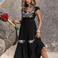 Embroidered Square Neck Ruffle Hem Dress
