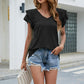 Full Size V-Neck Flutter Sleeve T-Shirt