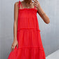 Women's Tie-Shoulder Frill Trim Sleeveless Dress