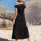 Embroidered Square Neck Ruffle Hem Dress