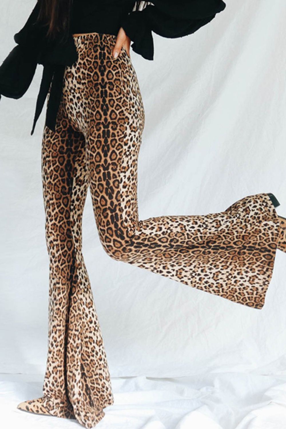 Women's Full Size Leopard Print Flare Leg Pants