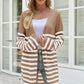 SavannahTree Striped Open Front Longline Cardigan