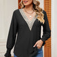 Eyelet V-Neck Flounce Sleeve T-Shirt