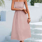 Decorative Button Spaghetti Strap Midi Dress