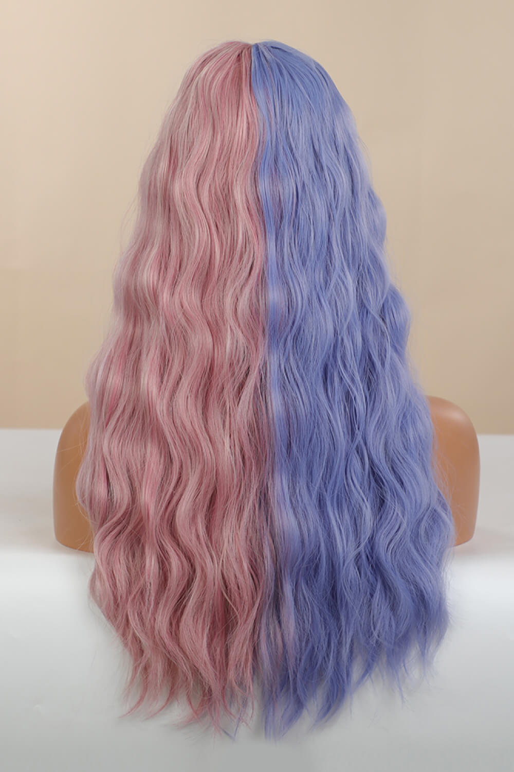 13*1" Women's Full-Machine Wigs Synthetic Long Wave 26" in Blue/Pink Split Dye