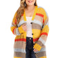 Sherbet Plus Openwork Color Block Button Up Cardigan