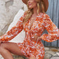 Printed Long Sleeve Cropped Top and Shorts Set