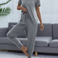 Full Size Round Neck Short Sleeve Top and Pants Set