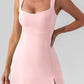 Square Neck Sleeveless Slit Mini Active Dress