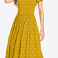 Printed Round Neck Short Sleeve Dress with Pockets