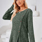 Hannah Mea Ribbed Buttoned Round Neck Slit T-Shirt