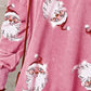 Sequin Santa Drop Shoulder Slit CHRISTMAS Sweatshirt