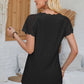 Eyelet V-Neck Lace Short Sleeve T-Shirt