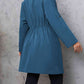 Plus Size Lapel Collar Drawstring Roll-Tab Sleeve Trench Coat