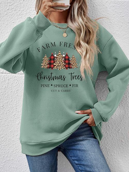 CHRISTMAS THEMED Graphic Round Neck Long Sleeve Sweatshirt