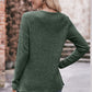 Full Size Ribbed Round Neck Buttoned Long Sleeve Tee