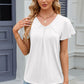 V-Neck Flutter Sleeve T-Shirt