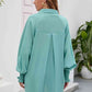 High-Low Collared Neck Lantern Sleeve Shirt