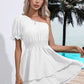 Layered Single Shoulder Flounce Sleeve Mini Dress