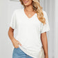 Ruched V-Neck Short Sleeve T-Shirt