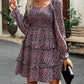 Smocked Flounce Sleeve Ruffled Dress